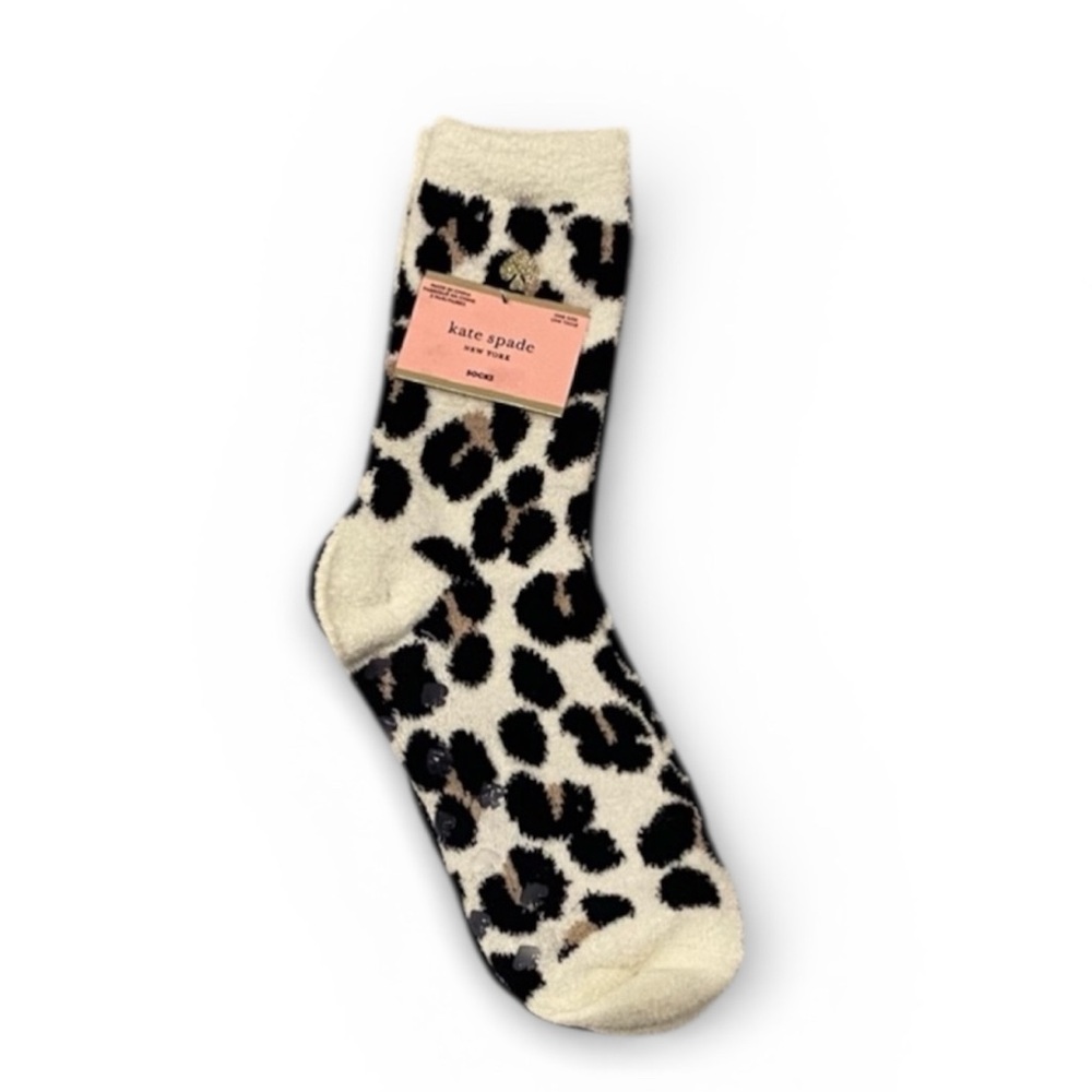 🆕 Kate Spade Leopard and Sparkle Fuzzy Socks 2 Pack